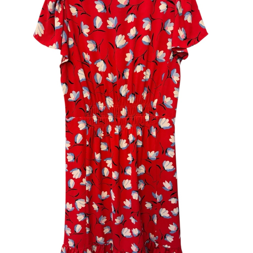 Red and White Ruffled Wrap Midi Sundress by Talbots - Picture 3 of 4